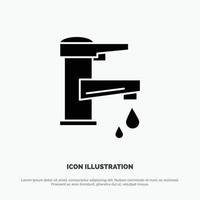 Tap water Hand Tap Water Faucet Drop solid Glyph Icon vector