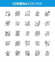 Coronavirus Prevention Set Icons 25 line icon such as sanitizer disease cough virus sick viral coronavirus 2019nov disease Vector Design Elements