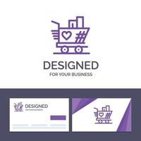 tarjeta de visita creativa y plantilla de logotipo carro amor boda corazón vector ilustración