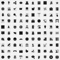 Set of 100 Business Solid Glyph icons vector