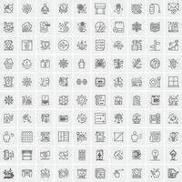 conjunto de 100 iconos de línea de negocios creativos vector