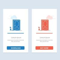 Door Closed Wood Plant  Blue and Red Download and Buy Now web Widget Card Template vector