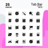 25 conjunto de iconos de barra de pestañas 100 archivos editables eps 10 ideas de concepto de logotipo de empresa diseño de icono de glifo sólido