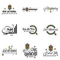 9 mejores vectores feliz eid en estilo de caligrafía árabe especialmente para celebraciones de eid y saludar a la gente