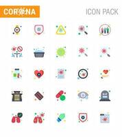 Coronavirus Prevention Set Icons 25 Flat Color icon such as scan find shield bacteria epidemic viral coronavirus 2019nov disease Vector Design Elements