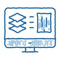 computer simulation of building doodle icon hand drawn illustration vector