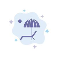 Beach Umbrella Bench Enjoy Summer Blue Icon on Abstract Cloud Background vector