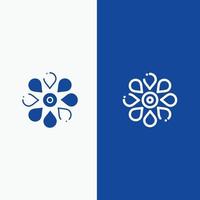 Flower Sun Flower Floral Nature Spring Line and Glyph Solid icon Blue banner Line and Glyph Solid icon Blue banner vector