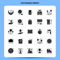 Solid 25 Sustainable Energy Icon set Vector Glyph Style Design Black Icons Set Web and Mobile Business ideas design Vector Illustration