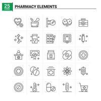 25 elementos de farmacia conjunto de iconos de fondo vectorial vector