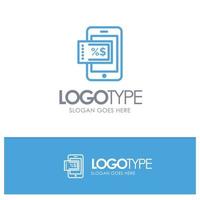 Mobile Shopping Discount Blue Logo Line Style vector