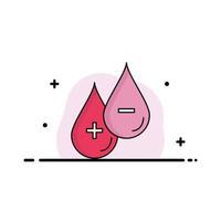 gota de sangre líquido más menos vector de icono de color plano