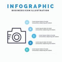 Camera Image Photo Picture Line icon with 5 steps presentation infographics Background vector