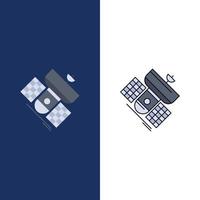 Broadcast broadcasting communication satellite telecommunication Flat Color Icon Vector