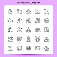OutLine 25 Strategy And Management Icon set Vector Line Style Design Black Icons Set Linear pictogram pack Web and Mobile Business ideas design Vector Illustration
