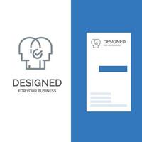 selección de recursos humanos humanos modernos diseño de logotipo gris y plantilla de tarjeta de visita vector