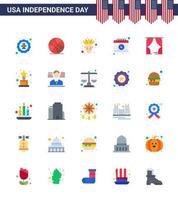 4 de julio usa feliz día de la independencia icono símbolos grupo de 25 pisos modernos del día de ocio usa date american editable usa day elementos de diseño vectorial vector