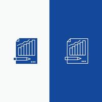 Statistics Analysis Analytics Business Chart Graph Market Line and Glyph Solid icon Blue banner Line and Glyph Solid icon Blue banner vector