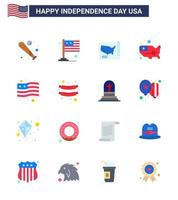 Set of 16 Modern Flats pack on USA Independence Day frankfurter usa usa flag usa Editable USA Day Vector Design Elements