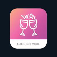 Glass Love Drink Wedding Mobile App Button Android and IOS Line Version vector