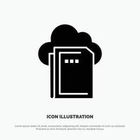 Cloud File Data Computing Solid Black Glyph Icon vector