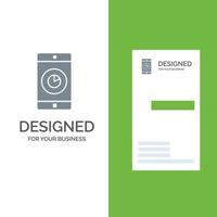 Application Mobile Mobile Application Time Grey Logo Design and Business Card Template vector