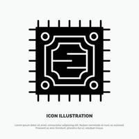 Cpu Microchip Processor solid Glyph Icon vector