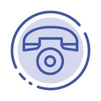 Telephone Call Phone Blue Dotted Line Line Icon vector