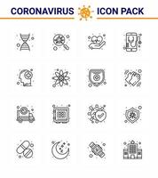 prevención del virus corona covid19 consejos para evitar lesiones icono de 16 líneas para la presentación cerebro médico corazón en línea coronavirus viral médico 2019nov enfermedad vector elementos de diseño