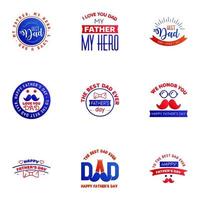 9 Blue and red Happy Fathers Day Design Collection A set of twelve brown colored vintage style Fathers Day Designs on light background Editable Vector Design Elements