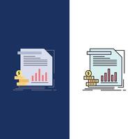 economy finance money information reports Flat Color Icon Vector