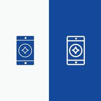 Favorite Mobile Mobile Mobile Application Line and Glyph Solid icon Blue banner Line and Glyph Solid icon Blue banner vector