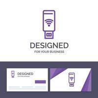 Creative Business Card and Logo template Usb Wifi Service Signal Vector Illustration