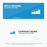 gráfico de crecimiento gráfico de diagrama de flujo aumentar el progreso icono sólido banner del sitio web y plantilla de logotipo de empresa vector