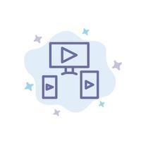 Computer Video Design Blue Icon on Abstract Cloud Background vector