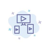 Computer Video Design Blue Icon on Abstract Cloud Background vector