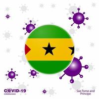 Pray For Sao Tome and Principe COVID19 Coronavirus Typography Flag Stay home Stay Healthy Take care of your own health vector