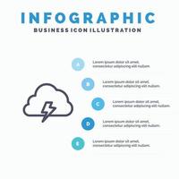 Power Cloud Nature Spring Sun Line icon with 5 steps presentation infographics Background
