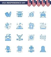 Stock Vector Icon Pack of American Day 16 Line Signs and Symbols for camp summer usa festival kite usa Editable USA Day Vector Design Elements