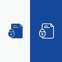 archivo documento bloqueo seguridad internet línea y glifo icono sólido banner azul línea y glifo icono sólido banner azul vector
