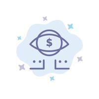 ojo dólar marketing digital icono azul sobre fondo de nube abstracta vector