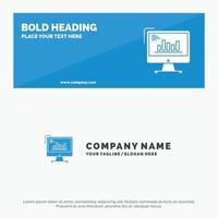 análisis de gráficos diagrama de computadora de negocios tendencias de marketing icono sólido banner de sitio web y plantilla de logotipo de empresa vector