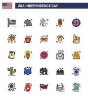 25 USA Flat Filled Line Pack of Independence Day Signs and Symbols of decoration maony summer dollar cream Editable USA Day Vector Design Elements