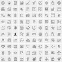 conjunto de 100 iconos de línea de negocios creativos vector