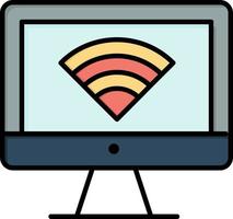 Computer Monitor Wifi Signal  Flat Color Icon Vector icon banner Template