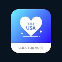 Heart Love American Usa Mobile App Button Android and IOS Glyph Version vector