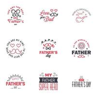 Happy fathers day greeting cards set 9 Black and Pink Vector typography lettering Usable for banners print You are the best dad text design Editable Vector Design Elements