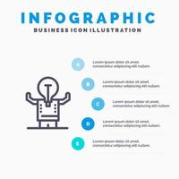 Business Improvement Man Person Potential Line icon with 5 steps presentation infographics Background vector