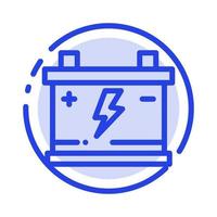 Accumulator Battery Power Car Blue Dotted Line Line Icon vector