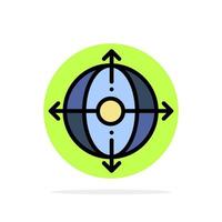 icono de color plano de fondo de círculo abstracto de producto de gestión de implementación empresarial vector